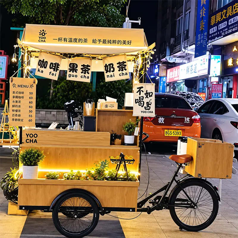 Retro Solid Wood Mobile Food Cart
